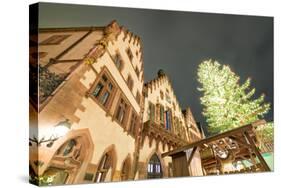 Germany, Hesse, Frankfurt on the Main, R?mer with Christmas Fair at Dusk-Bernd Wittelsbach-Stretched Canvas