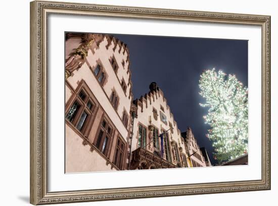 Germany, Hesse, Frankfurt on the Main, R?mer with Christmas Fair at Dusk-Bernd Wittelsbach-Framed Photographic Print