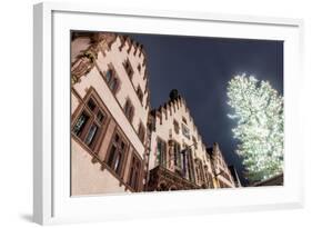 Germany, Hesse, Frankfurt on the Main, R?mer with Christmas Fair at Dusk-Bernd Wittelsbach-Framed Photographic Print