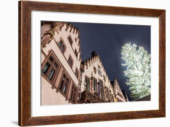 Germany, Hesse, Frankfurt on the Main, R?mer with Christmas Fair at Dusk-Bernd Wittelsbach-Framed Photographic Print