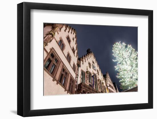 Germany, Hesse, Frankfurt on the Main, R?mer with Christmas Fair at Dusk-Bernd Wittelsbach-Framed Photographic Print