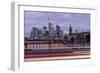 Germany, Hesse, Frankfurt on the Main, Skyline at Dusk, Light Tracks of Passing Cars-Bernd Wittelsbach-Framed Photographic Print