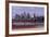 Germany, Hesse, Frankfurt on the Main, Skyline at Dusk, Light Tracks of Passing Cars-Bernd Wittelsbach-Framed Photographic Print