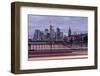 Germany, Hesse, Frankfurt on the Main, Skyline at Dusk, Light Tracks of Passing Cars-Bernd Wittelsbach-Framed Photographic Print