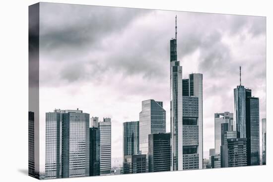 Germany, Hesse, Frankfurt on the Main, Skyline, Financial District, Monochrome-Bernd Wittelsbach-Stretched Canvas