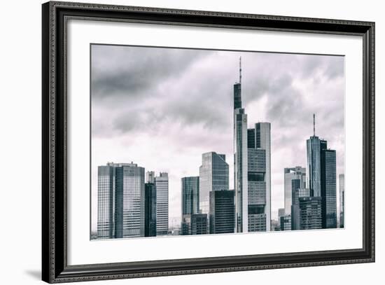 Germany, Hesse, Frankfurt on the Main, Skyline, Financial District, Monochrome-Bernd Wittelsbach-Framed Photographic Print