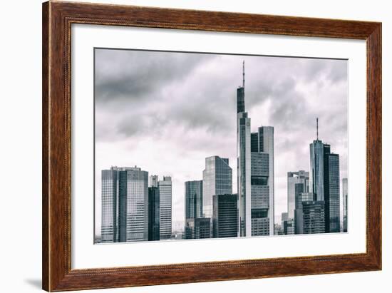 Germany, Hesse, Frankfurt on the Main, Skyline, Financial District, Monochrome-Bernd Wittelsbach-Framed Photographic Print