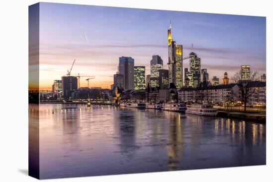 Germany, Hesse, Frankfurt on the Main, Skyline, Flš§erbrŸcke, Night-Bernd Wittelsbach-Stretched Canvas