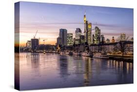 Germany, Hesse, Frankfurt on the Main, Skyline, Flš§erbrŸcke, Night-Bernd Wittelsbach-Stretched Canvas