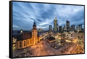 Germany, Hesse, Frankfurt on the Main, Skyline with Hauptwache and St. Catherine's Church-Bernd Wittelsbach-Framed Stretched Canvas