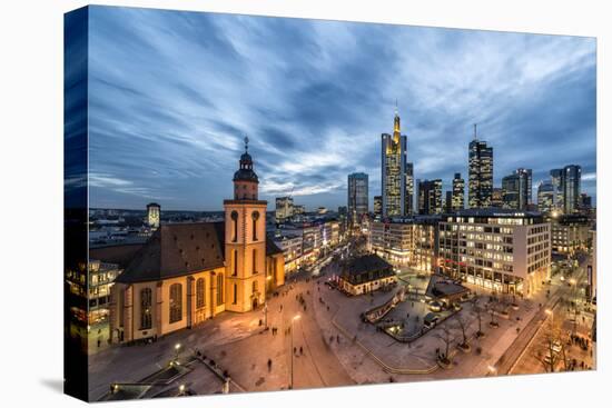 Germany, Hesse, Frankfurt on the Main, Skyline with Hauptwache and St. Catherine's Church-Bernd Wittelsbach-Stretched Canvas