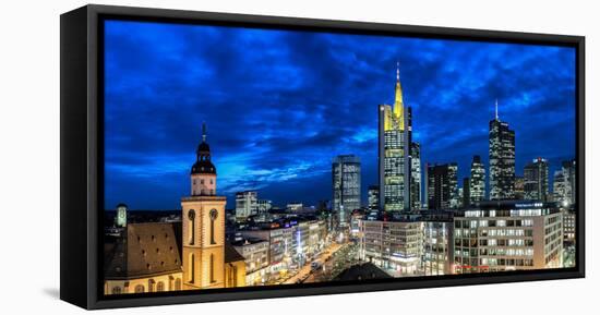 Germany, Hesse, Frankfurt on the Main, Skyline with Hauptwache and St. Catherine's Church-Bernd Wittelsbach-Framed Stretched Canvas