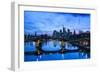 Germany, Hesse, Frankfurt on the Main, Skyline with Ignaz Bubis Bridge at Dusk-Bernd Wittelsbach-Framed Photographic Print