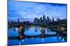 Germany, Hesse, Frankfurt on the Main, Skyline with Ignaz Bubis Bridge at Dusk-Bernd Wittelsbach-Mounted Photographic Print