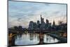 Germany, Hesse, Frankfurt on the Main, Skyline with Ignaz Bubis Bridge at Dusk-Bernd Wittelsbach-Mounted Photographic Print