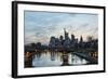 Germany, Hesse, Frankfurt on the Main, Skyline with Ignaz Bubis Bridge at Dusk-Bernd Wittelsbach-Framed Photographic Print