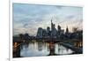Germany, Hesse, Frankfurt on the Main, Skyline with Ignaz Bubis Bridge at Dusk-Bernd Wittelsbach-Framed Photographic Print