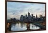 Germany, Hesse, Frankfurt on the Main, Skyline with Ignaz Bubis Bridge at Dusk-Bernd Wittelsbach-Framed Photographic Print