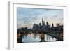 Germany, Hesse, Frankfurt on the Main, Skyline with Ignaz Bubis Bridge at Dusk-Bernd Wittelsbach-Framed Photographic Print