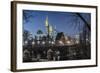 Germany, Hesse, Frankfurt on the Main, Skyline with the Old Bridge and the Portikus at Dusk-Bernd Wittelsbach-Framed Photographic Print