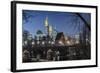 Germany, Hesse, Frankfurt on the Main, Skyline with the Old Bridge and the Portikus at Dusk-Bernd Wittelsbach-Framed Photographic Print