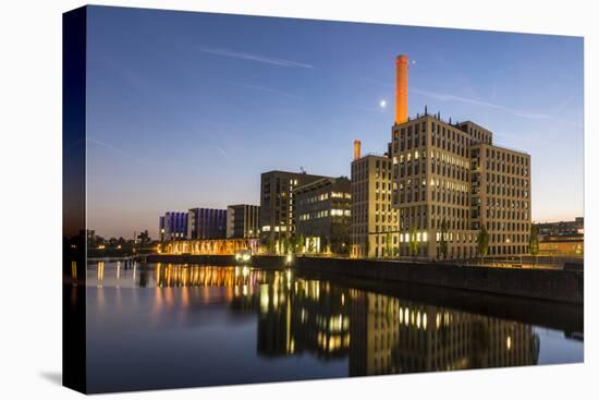 Germany, Hesse, Frankfurt on the Main, View at the Office Buildings in the Westhafen at Dusk-Bernd Wittelsbach-Stretched Canvas