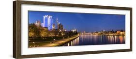 Germany, Hesse, Promenade at the Main with the Skyline and Sachsenhausen at Dusk-Bernd Wittelsbach-Framed Photographic Print