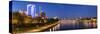 Germany, Hesse, Promenade at the Main with the Skyline and Sachsenhausen at Dusk-Bernd Wittelsbach-Stretched Canvas