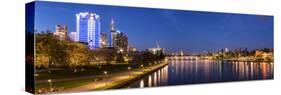 Germany, Hesse, Promenade at the Main with the Skyline and Sachsenhausen at Dusk-Bernd Wittelsbach-Stretched Canvas