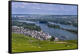 Germany, Hesse, Rheingau (Region), RŸdesheim Am Rhein (Town), View of the Town with Vineyards-Udo Siebig-Framed Stretched Canvas