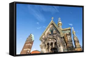 Germany, Hesse, Russian Orthodox Chapel and Wedding Tower on the Mathildenh?he-Bernd Wittelsbach-Framed Stretched Canvas