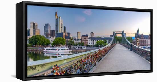 Germany, Hessen, Frankfurt Am Main, City Skyline across River Main-Alan Copson-Framed Stretched Canvas