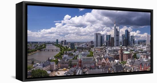 Germany, Hessen, Frankfurt on the Main, Panoramic View from the Cathedral on the Main, Ršmerberg-Udo Siebig-Framed Stretched Canvas