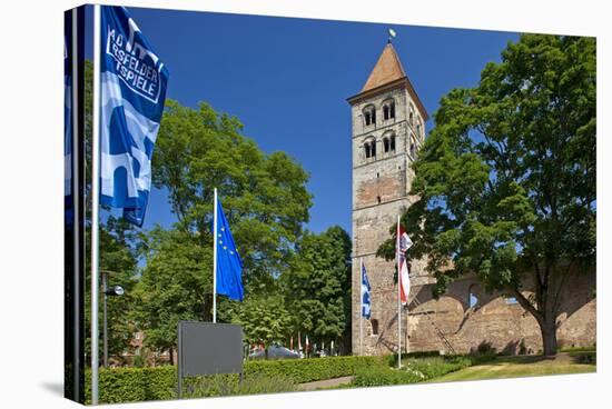 Germany, Hessen, Northern Hessen, Bad Hersfeld, Abbey Ruin, Flags, Bad Hersfeld Festival-Chris Seba-Stretched Canvas