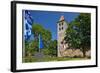 Germany, Hessen, Northern Hessen, Bad Hersfeld, Abbey Ruin, Flags, Bad Hersfeld Festival-Chris Seba-Framed Photographic Print