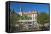 Germany, Hessen, Northern Hessen, Bad Zwesten, Old Town, City Hall, Restaurant-Chris Seba-Framed Stretched Canvas