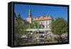 Germany, Hessen, Northern Hessen, Bad Zwesten, Old Town, City Hall, Restaurant-Chris Seba-Framed Stretched Canvas