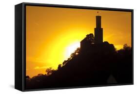 Germany, Hessen, Northern Hessen, Felsberg, Felsburg, 11. Cent., Evening Sun-Chris Seba-Framed Stretched Canvas