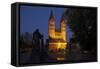 Germany, Hessen, Northern Hessen, Fritzlar, Cathedral, Bonifatius Monument, at Night-Chris Seba-Framed Stretched Canvas