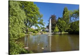 Germany, Hessen, Northern Hessen, Reinhardshausen, Health Resort Park, Pond-Chris Seba-Stretched Canvas