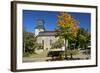 Germany, Hessen, Northern Hessen, Wabern, Protestant Church, Tree, Autumn Colours-Chris Seba-Framed Photographic Print