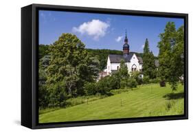 Germany, Hessen, Rheingau, Eltville at River Rhine, Abbey Eberbach, Abbey Gardens with Basilica-Udo Siebig-Framed Stretched Canvas