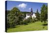 Germany, Hessen, Rheingau, Eltville at River Rhine, Abbey Eberbach, Abbey Gardens with Basilica-Udo Siebig-Stretched Canvas