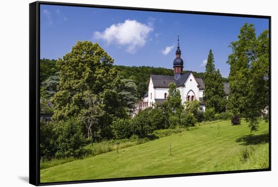 Germany, Hessen, Rheingau, Eltville at River Rhine, Abbey Eberbach, Abbey Gardens with Basilica-Udo Siebig-Framed Stretched Canvas