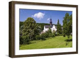 Germany, Hessen, Rheingau, Eltville at River Rhine, Abbey Eberbach, Abbey Gardens with Basilica-Udo Siebig-Framed Photographic Print