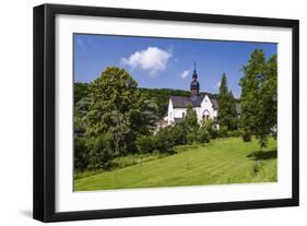 Germany, Hessen, Rheingau, Eltville at River Rhine, Abbey Eberbach, Abbey Gardens with Basilica-Udo Siebig-Framed Photographic Print