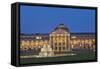 Germany, Hessen, State Capital, Wiesbaden, Health Resort House, Casino, Fountain, Evening-Chris Seba-Framed Stretched Canvas