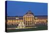 Germany, Hessen, State Capital, Wiesbaden, Health Resort House, Casino, Fountain, Evening-Chris Seba-Stretched Canvas