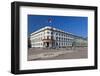 Germany, Hessen, State Capital, Wiesbaden, Hessian Landtag, State Flag, Cobblestones, Street Lamp-Chris Seba-Framed Photographic Print