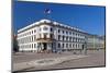 Germany, Hessen, State Capital, Wiesbaden, Hessian Landtag, State Flag, Cobblestones, Street Lamp-Chris Seba-Mounted Photographic Print